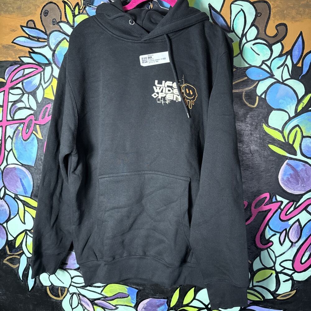 Life Wide Open Hoodie, Black, Size Medium